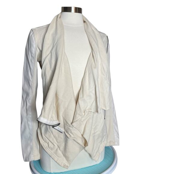 BLANK NYC Private Practice Wrap Jacket Cream Small Off White Leather Moto Biker - Picture 3 of 10